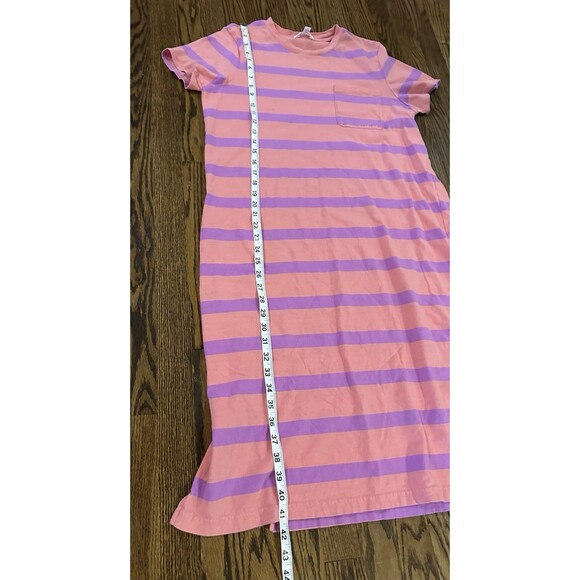 Time And Tru Women's 100% Cotton TShirt SMidi Dress Orange Stripe Size L 12-14 - Picture 8 of 8